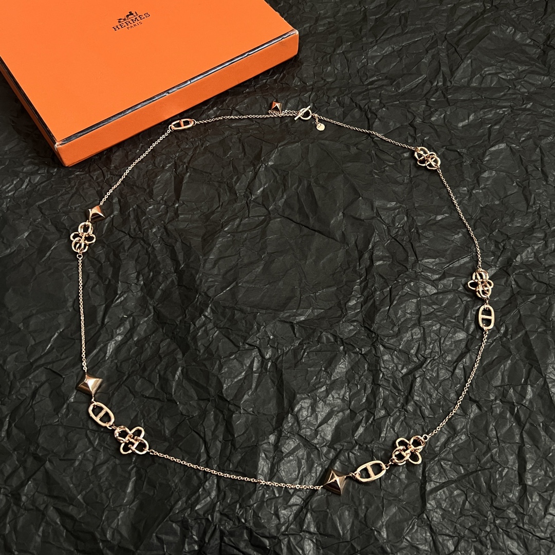 Collana Hermes Chaine d'Ancre Punk in oro rosa 80 cm