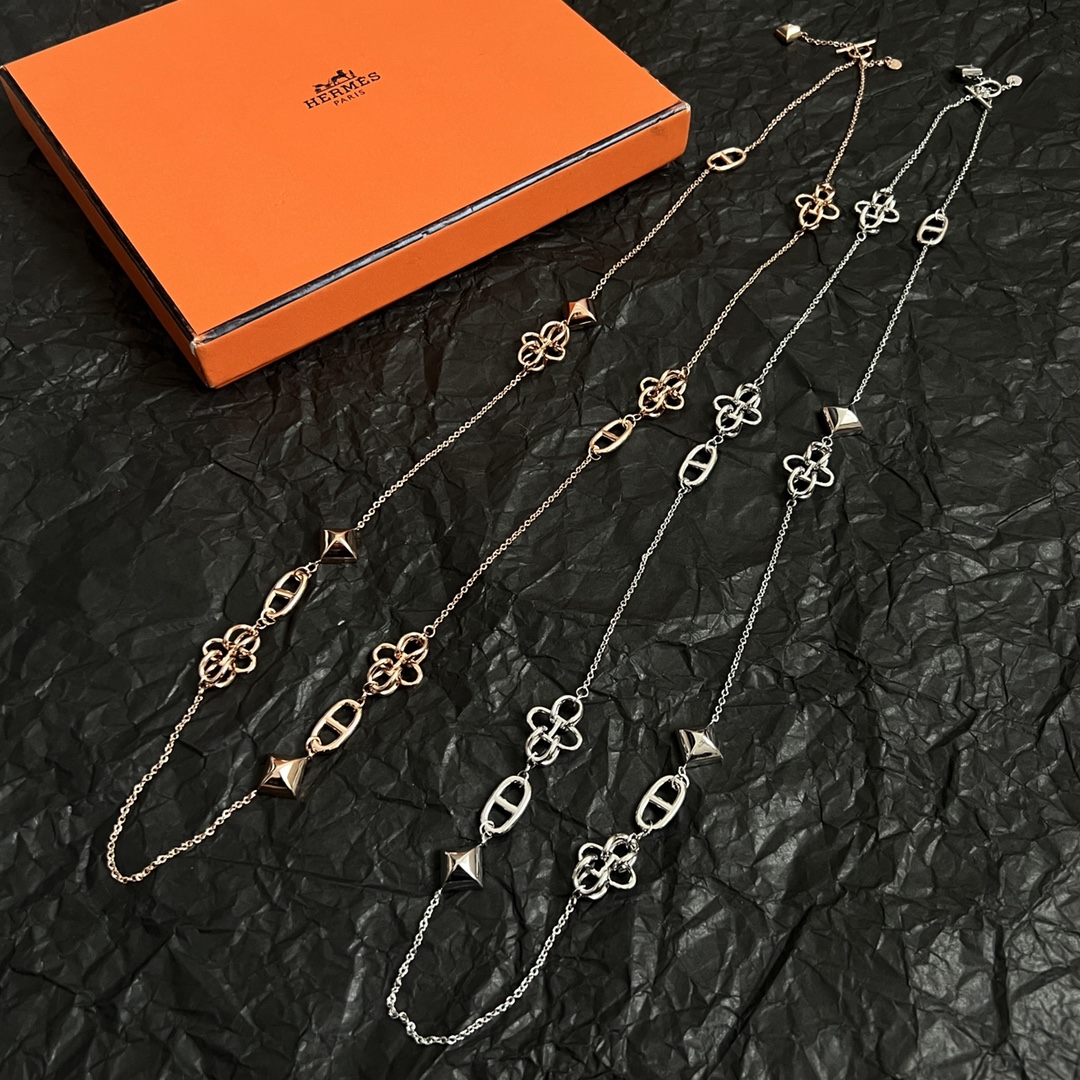 Collana Hermes Chaine d'Ancre Punk in oro rosa 80 cm