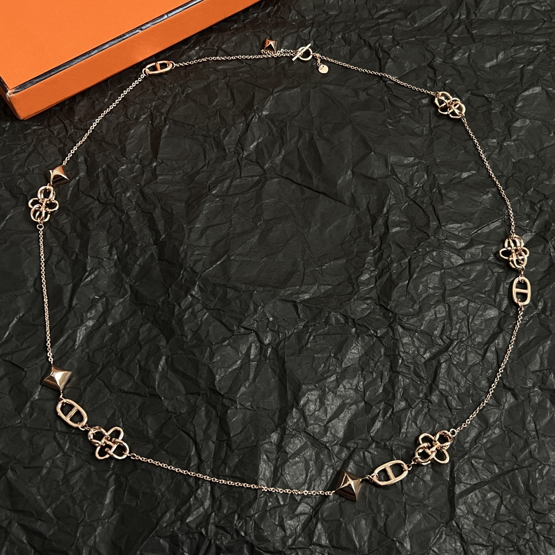 Collana Hermes Chaine d'Ancre Punk in oro rosa 80 cm