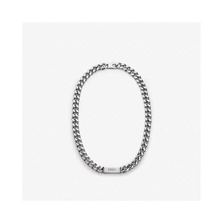 Fendi Logo Plate Curb Chain Necklace necklace Silver-tone metal no accent stones 45cm