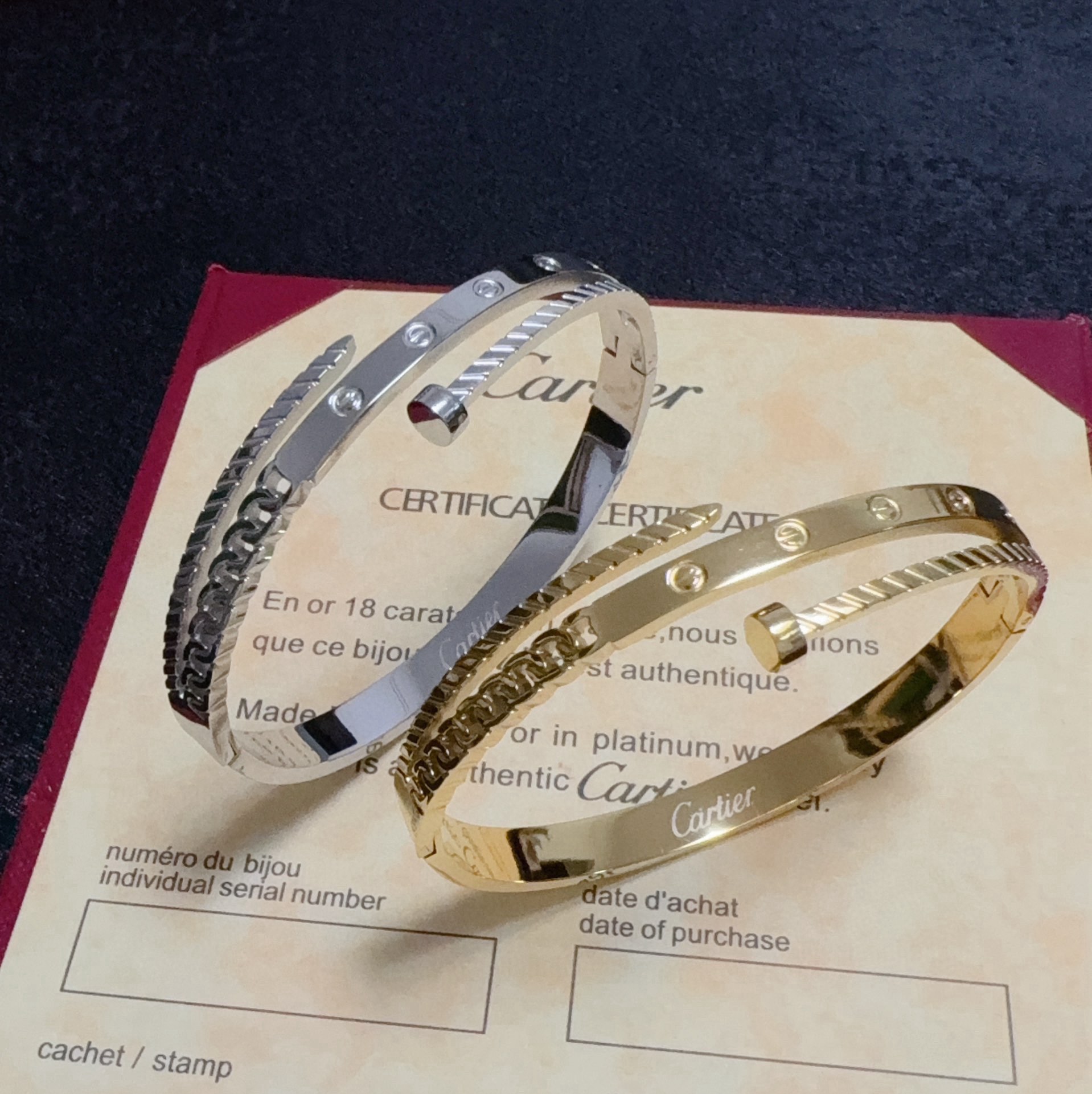 Cartier LOVE Nail Chain Cuff bracelet 18k yellow gold 17