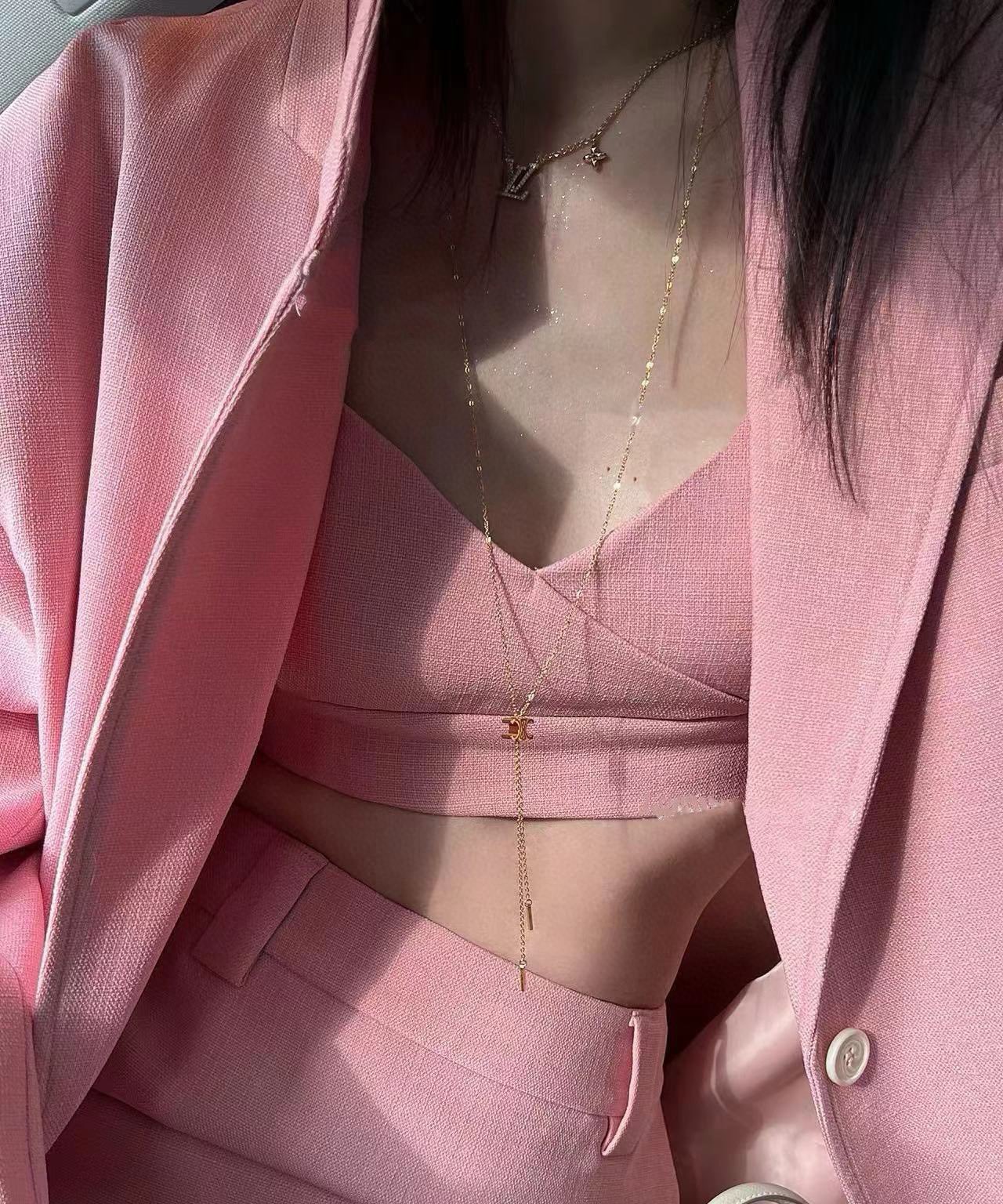 Celine Triomphe Logo Lariat necklace gold-tone metal 70cm
