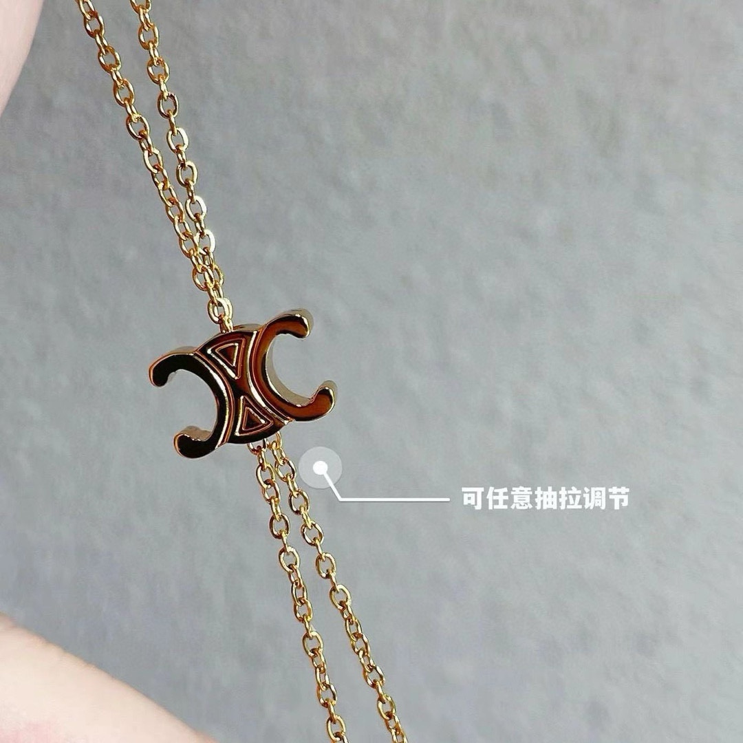 Celine Triomphe Logo Lariat necklace gold-tone metal 70cm