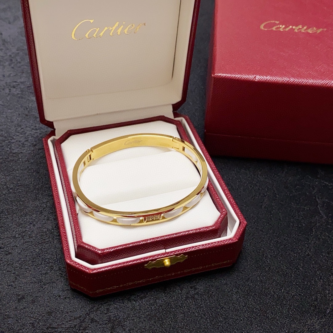 Cartier Maillon Panthere bracelet 18k white gold 18k yellow gold 18k rose gold with white ceramic and diamond accents 17