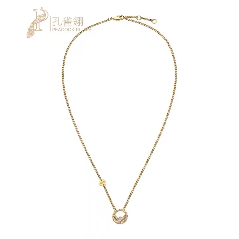 Fendi F is Fendi necklace gold-tone metal with clear crystal accents 45cm with 5cm extender