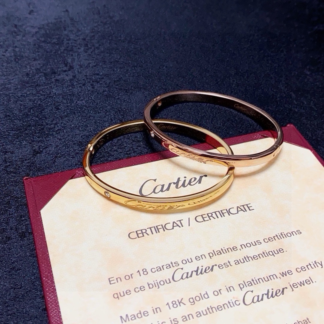 Cartier C de Cartier Signature Bangle bracelet 18k white gold 18k yellow gold 18k rose gold clear diamond 17