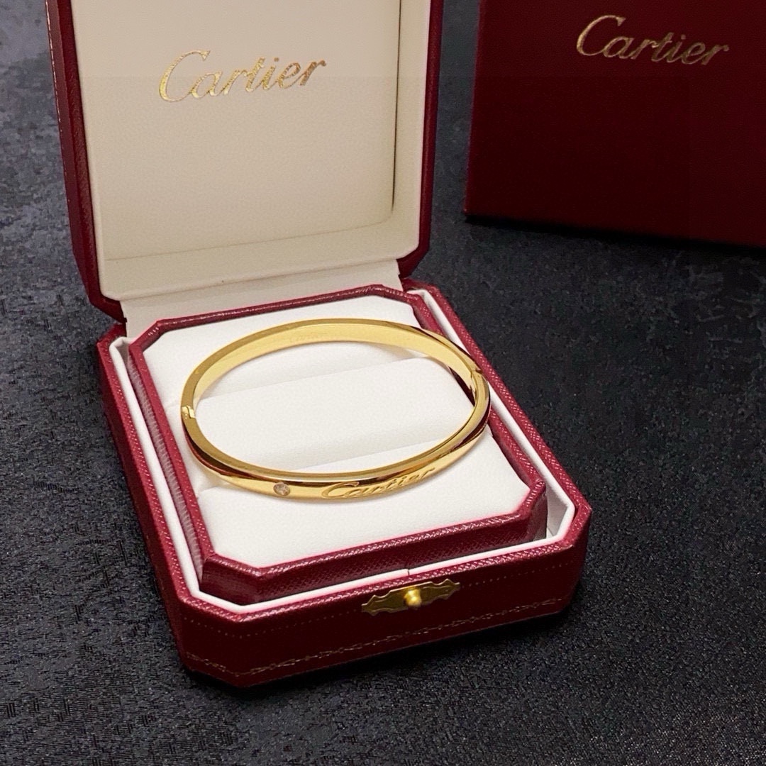 Cartier C de Cartier Signature Bangle bracelet 18k white gold 18k yellow gold 18k rose gold clear diamond 17