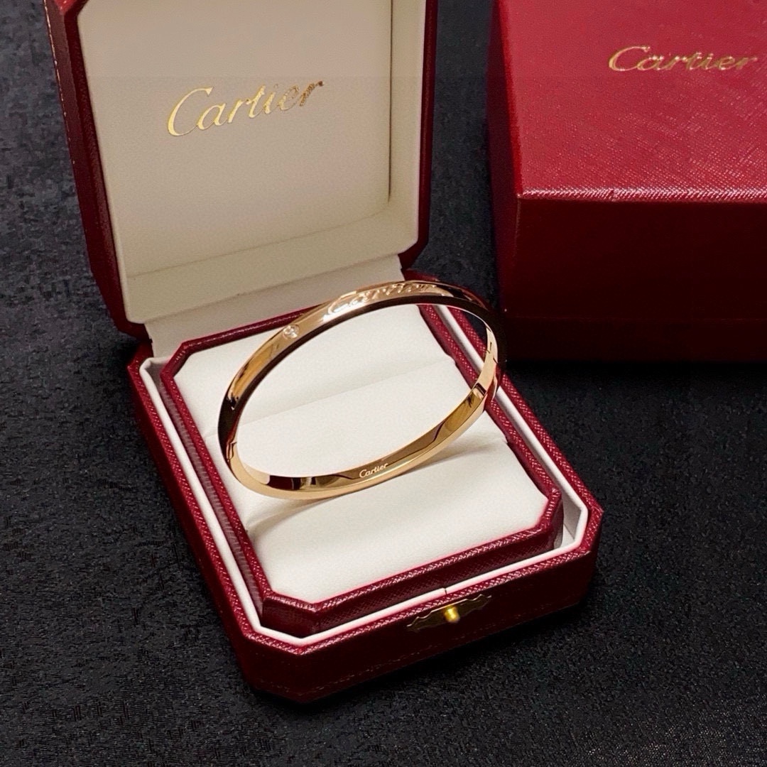 Cartier C de Cartier Signature Bangle bracelet 18k white gold 18k yellow gold 18k rose gold clear diamond 17