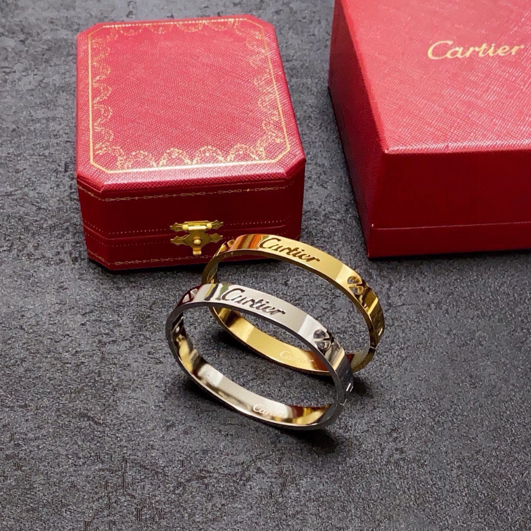Cartier Love Skeleton Logo Cuff bracelet 18k yellow gold 18k white gold 17cm
