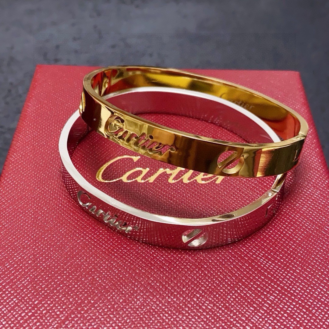 Cartier Love Skeleton Logo Cuff bracelet 18k yellow gold 18k white gold 17cm