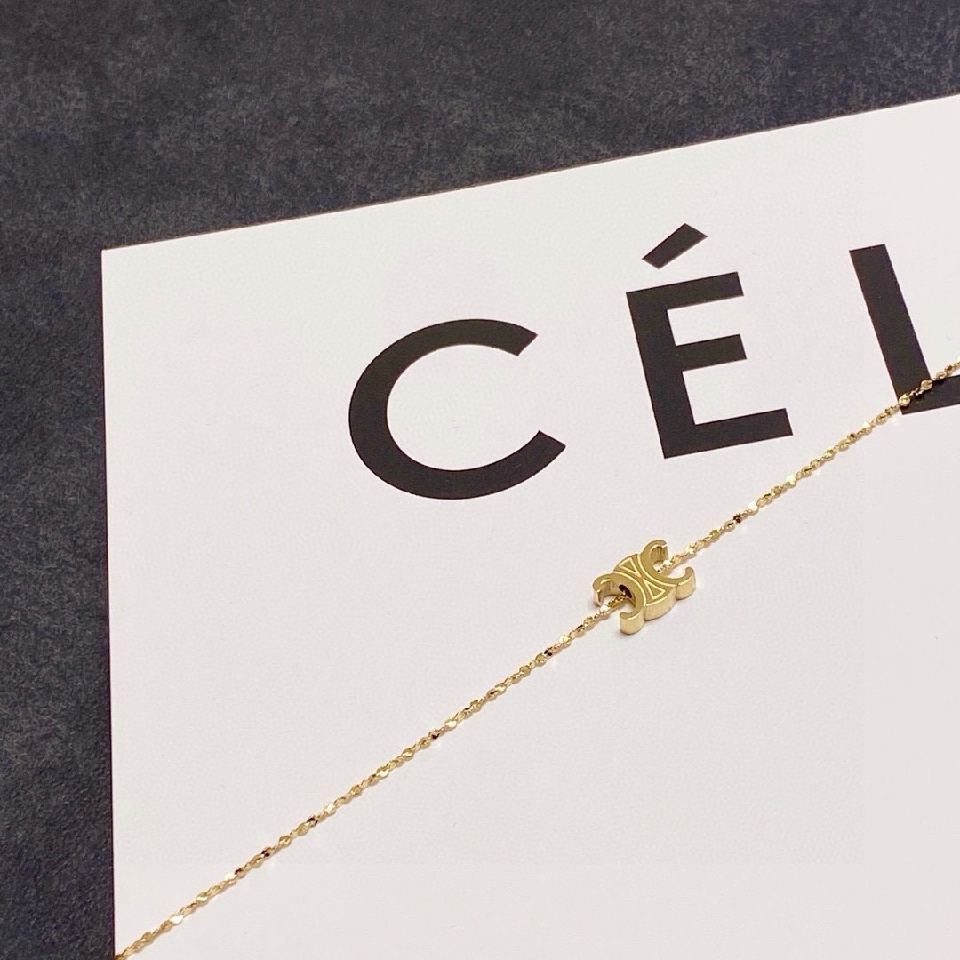 Celine Triomphe Skeleton Chic necklace 14K gold 40cm