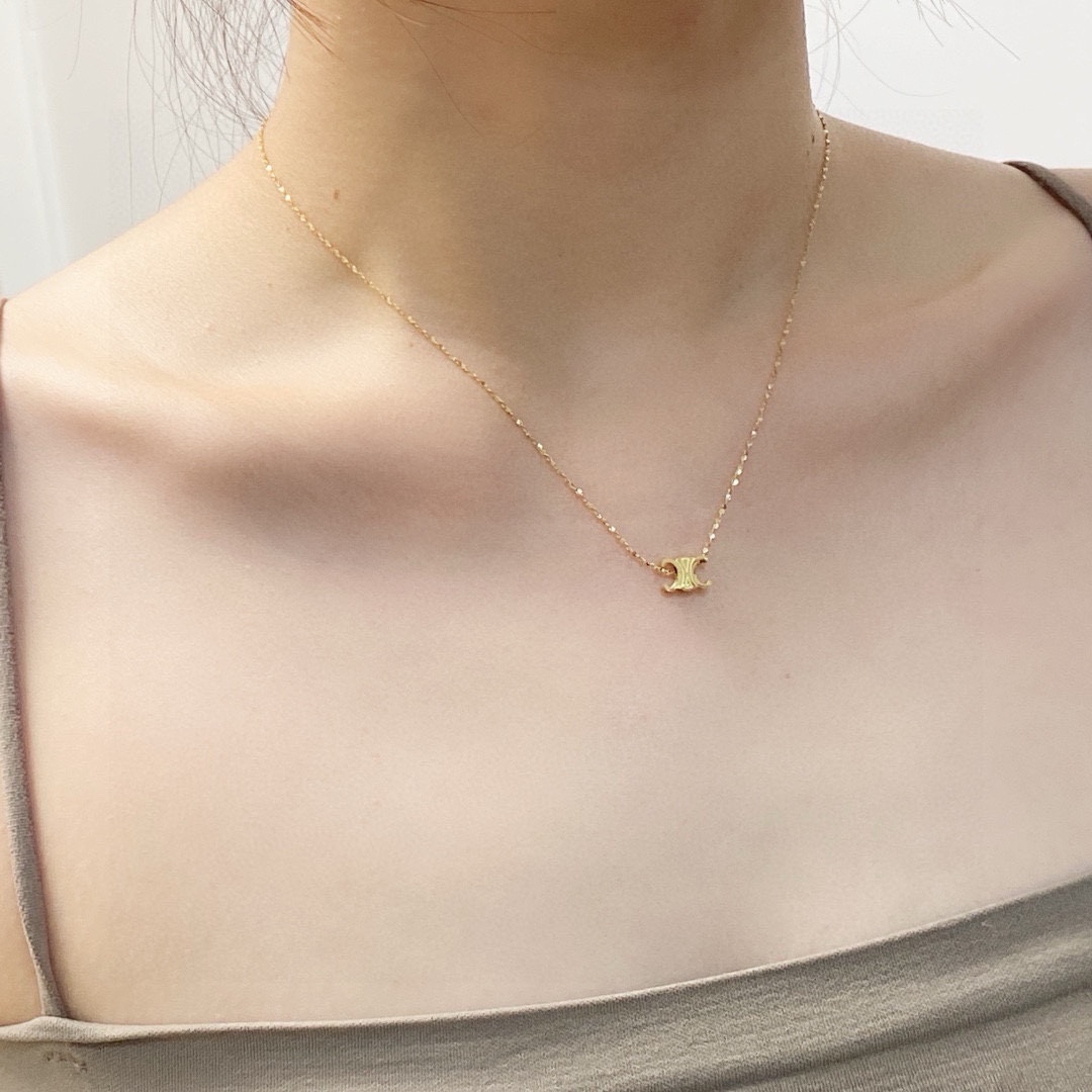 Celine Triomphe Skeleton Chic necklace 14K gold 40cm