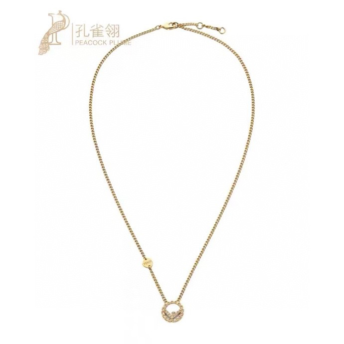 Fendi F is Fendi necklace gold-tone metal with clear crystal accents 42cm with 5cm extender