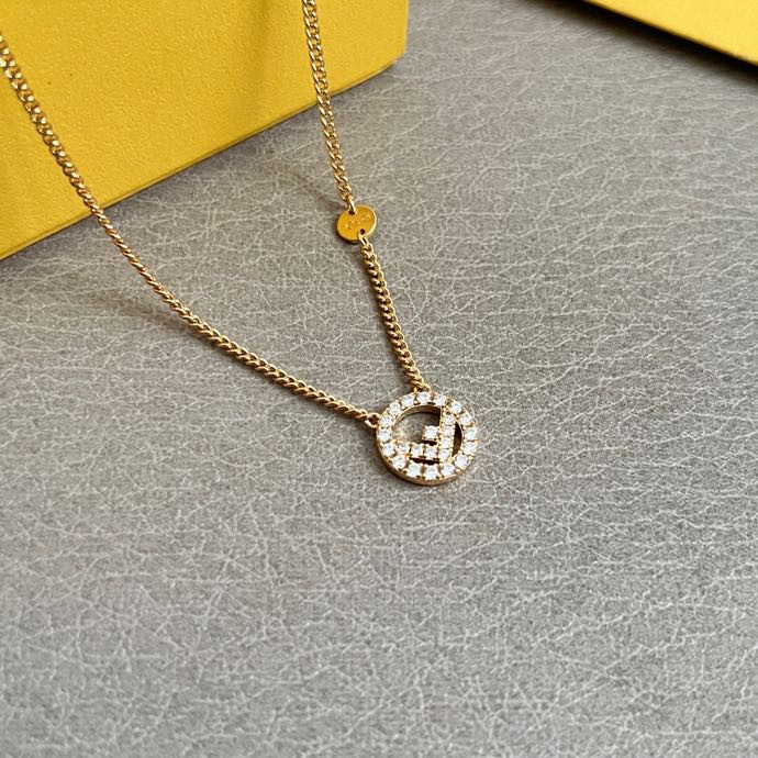 Fendi F is Fendi necklace gold-tone metal with clear crystal accents 42cm with 5cm extender