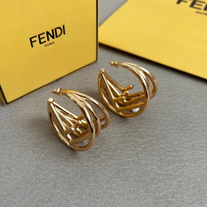 Fendi F is Fendi Hoop Earrings earrings Gold-tone metal also available in silver-tone metal no gemstones 3cm diameter