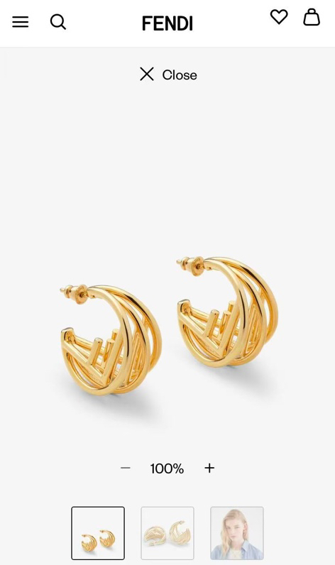 Fendi F is Fendi Hoop Earrings earrings Gold-tone metal also available in silver-tone metal no gemstones 3cm diameter