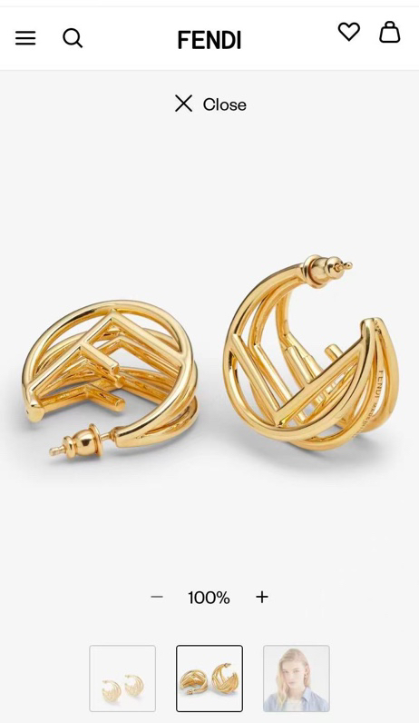 Fendi F is Fendi Hoop Earrings earrings Gold-tone metal also available in silver-tone metal no gemstones 3cm diameter