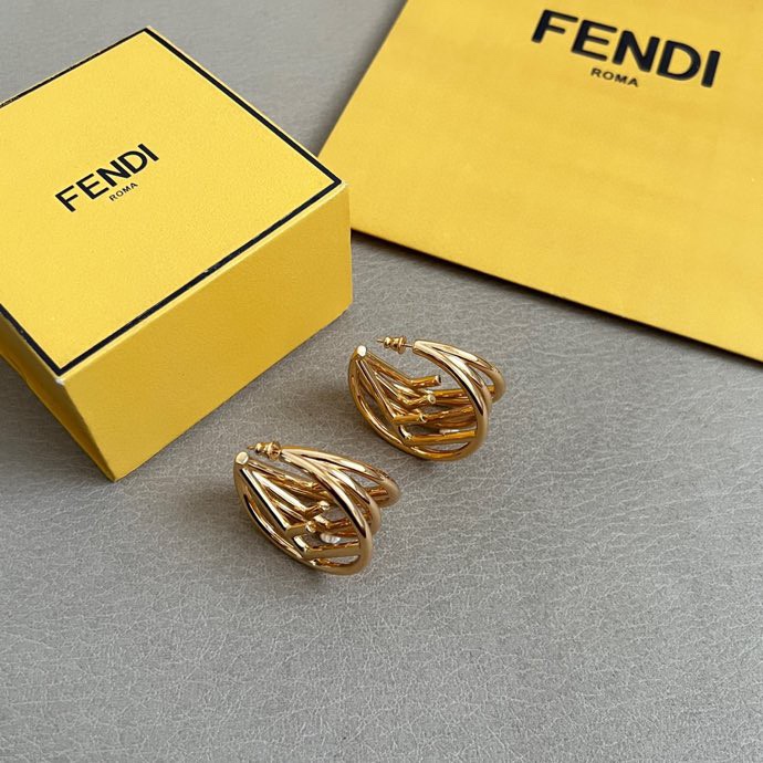 Fendi F is Fendi Hoop Earrings earrings Gold-tone metal also available in silver-tone metal no gemstones 3cm diameter