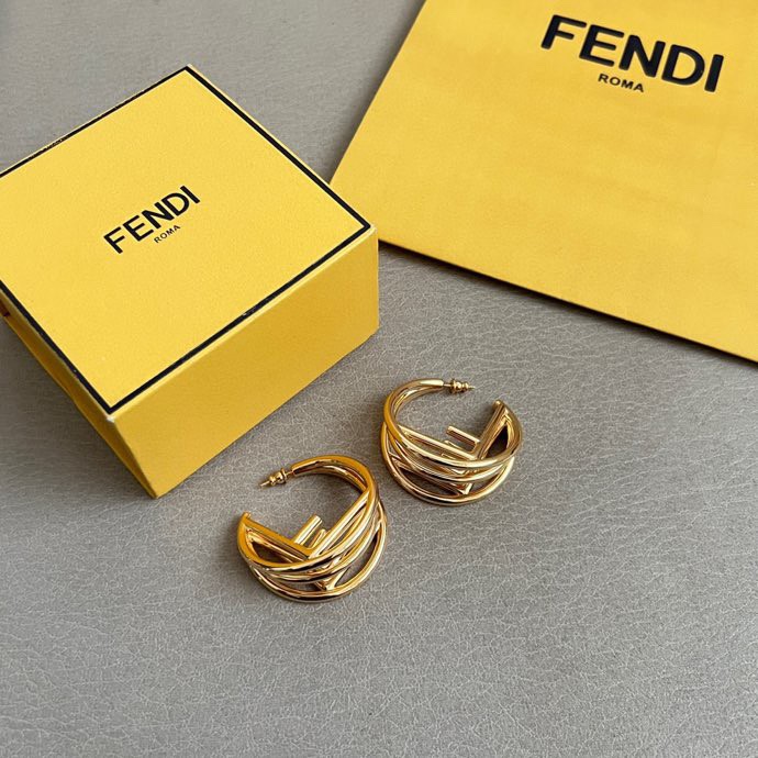 Fendi F is Fendi Hoop Earrings earrings Gold-tone metal also available in silver-tone metal no gemstones 3cm diameter