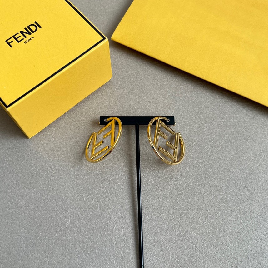 Fendi F is Fendi Hoop Earrings earrings gold-tone metal no gemstones 4cm diameter