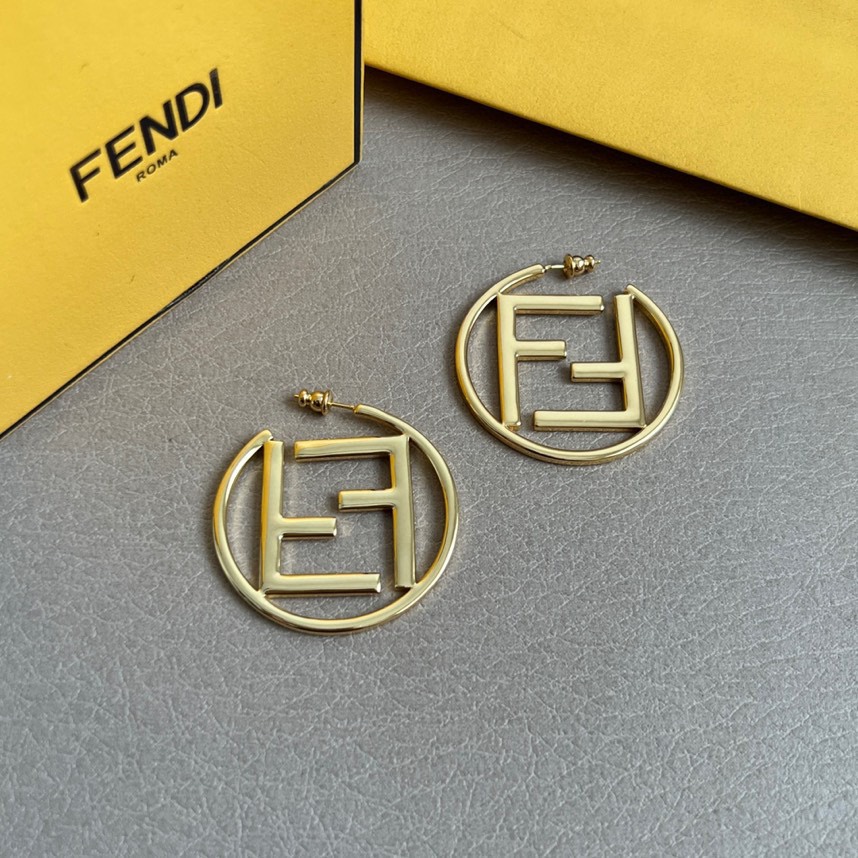 Fendi F is Fendi Hoop Earrings earrings gold-tone metal no gemstones 4cm diameter