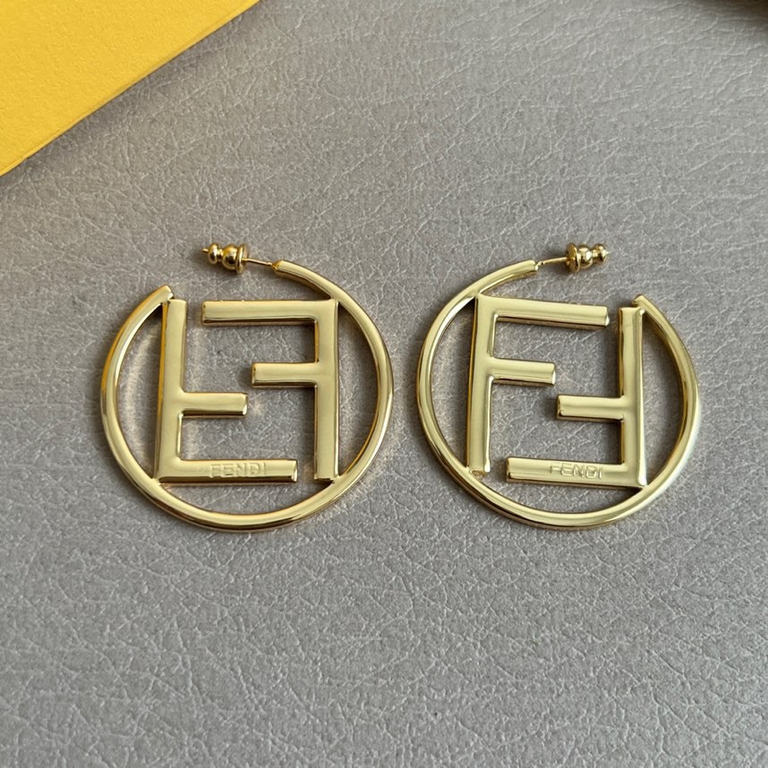 Fendi F is Fendi Hoop Earrings earrings gold-tone metal no gemstones 4cm diameter