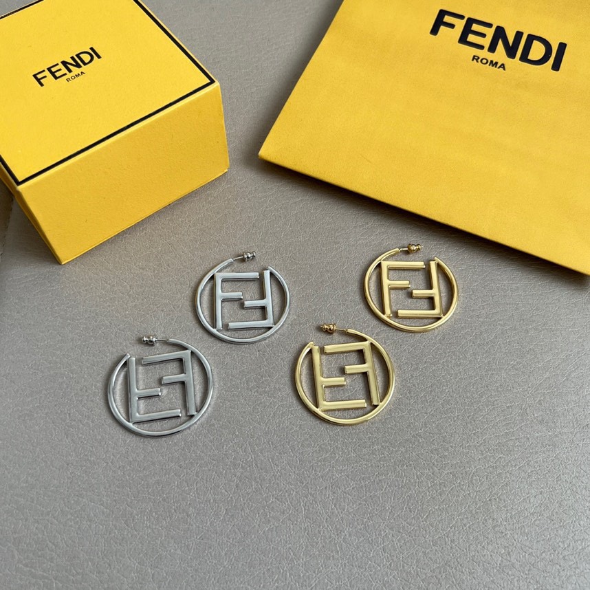 Fendi F is Fendi Hoop Earrings earrings gold-tone metal no gemstones 4cm diameter