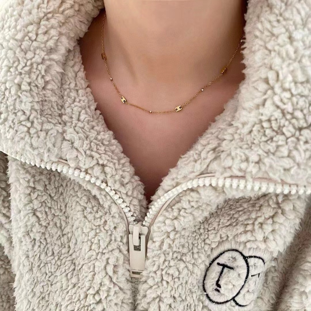 Celine Triomphe Skeleton Chic Station Necklace necklace gold-tone metal with clear crystal accents 40cm