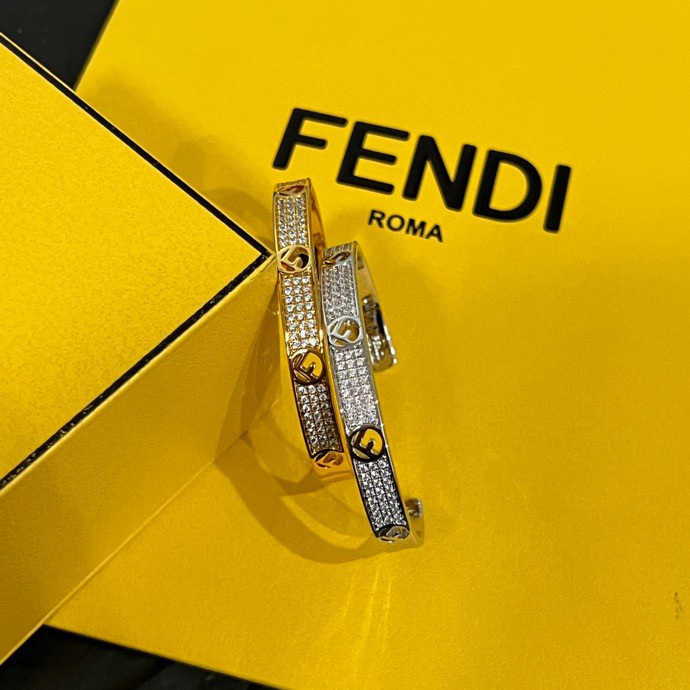 Fendi F is Fendi bracelet gold-tone metal with clear pave crystals 17cm