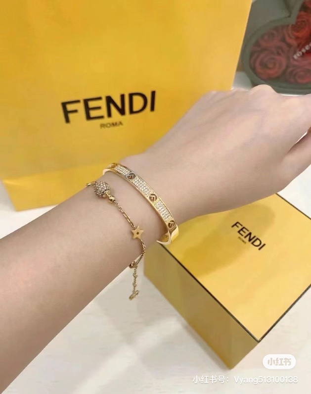 Fendi F is Fendi bracelet gold-tone metal with clear pave crystals 17cm