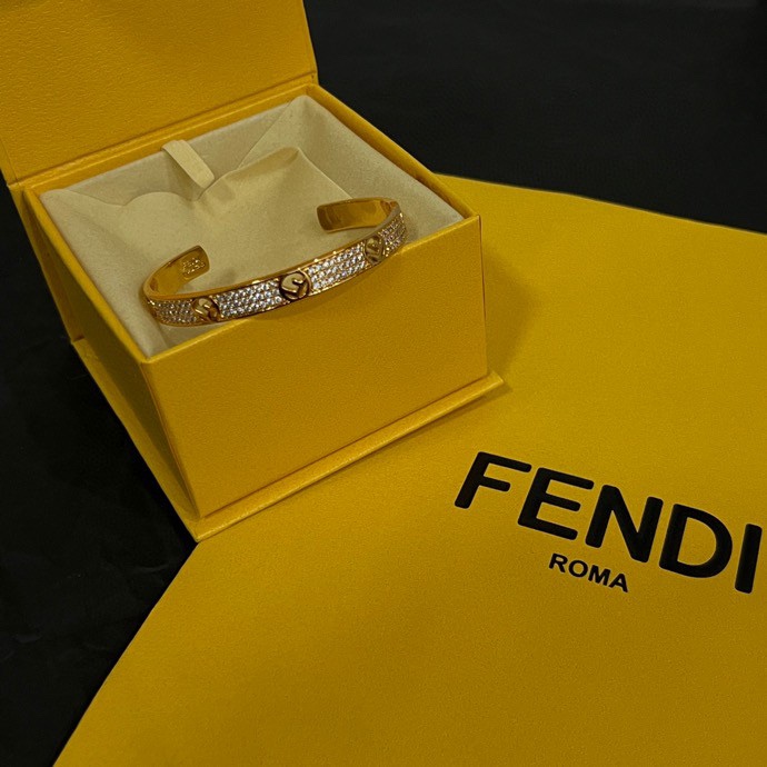 Fendi F is Fendi bracelet gold-tone metal with clear pave crystals 17cm
