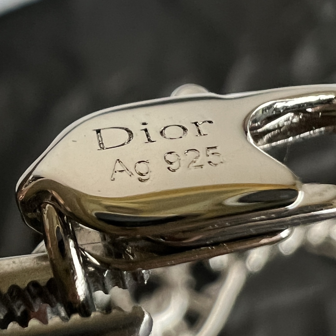 Dior CD Icon Curb Chain necklace silver-toned metal 50cm with 5cm extender