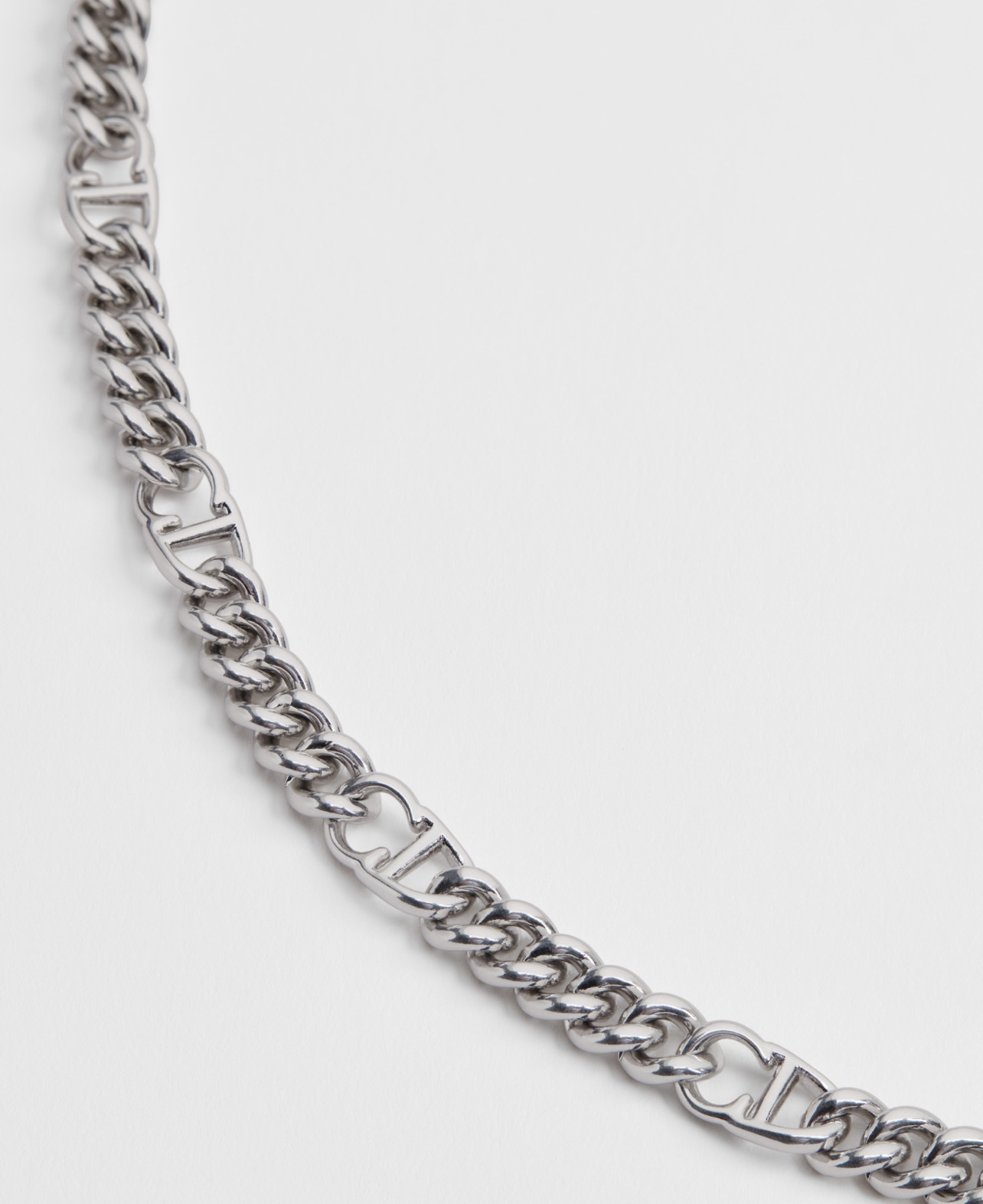 Dior CD Icon Curb Chain necklace silver-toned metal 50cm with 5cm extender