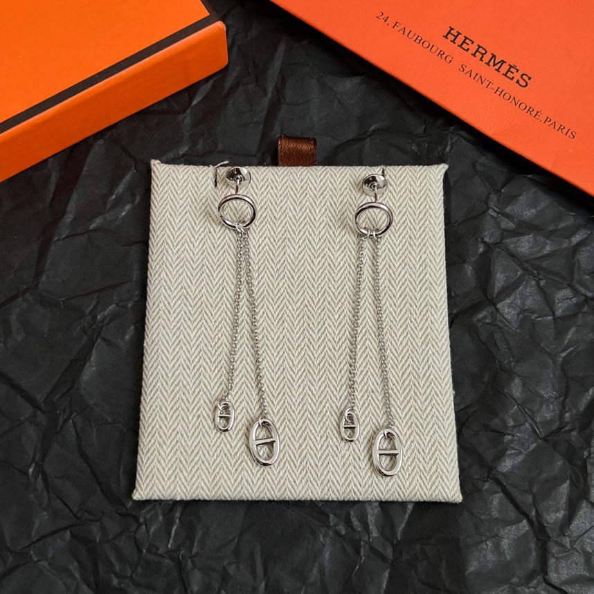 Orecchini Hermes Farandole metallo argentato senza pietre preziose lunghezza goccia 4 cm