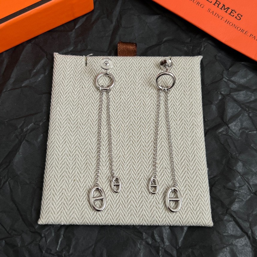 Orecchini Hermes Farandole metallo argentato senza pietre preziose lunghezza goccia 4 cm