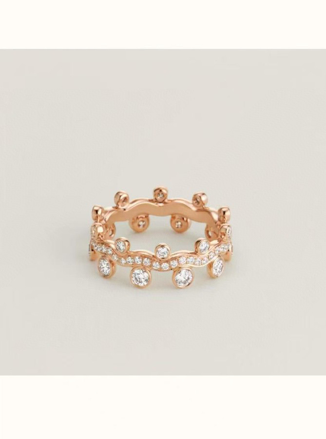 Anel Hermes Chaine d Ancre Punk em ouro rosa 18k com diamante transparente UE 52