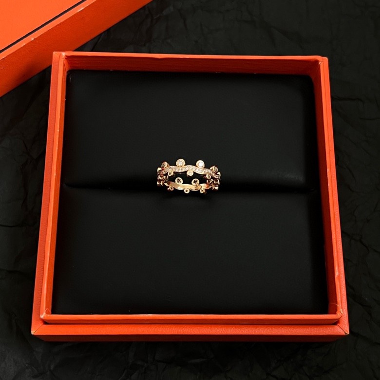 Anel Hermes Chaine d Ancre Punk em ouro rosa 18k com diamante transparente UE 52