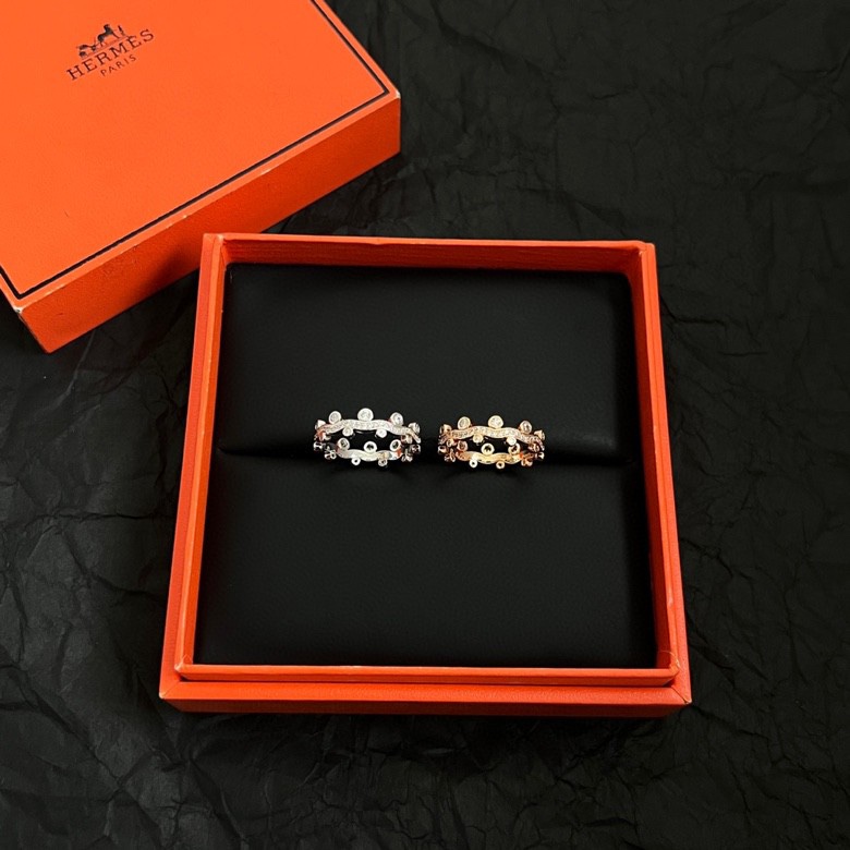 Anel Hermes Chaine d Ancre Punk em ouro rosa 18k com diamante transparente UE 52