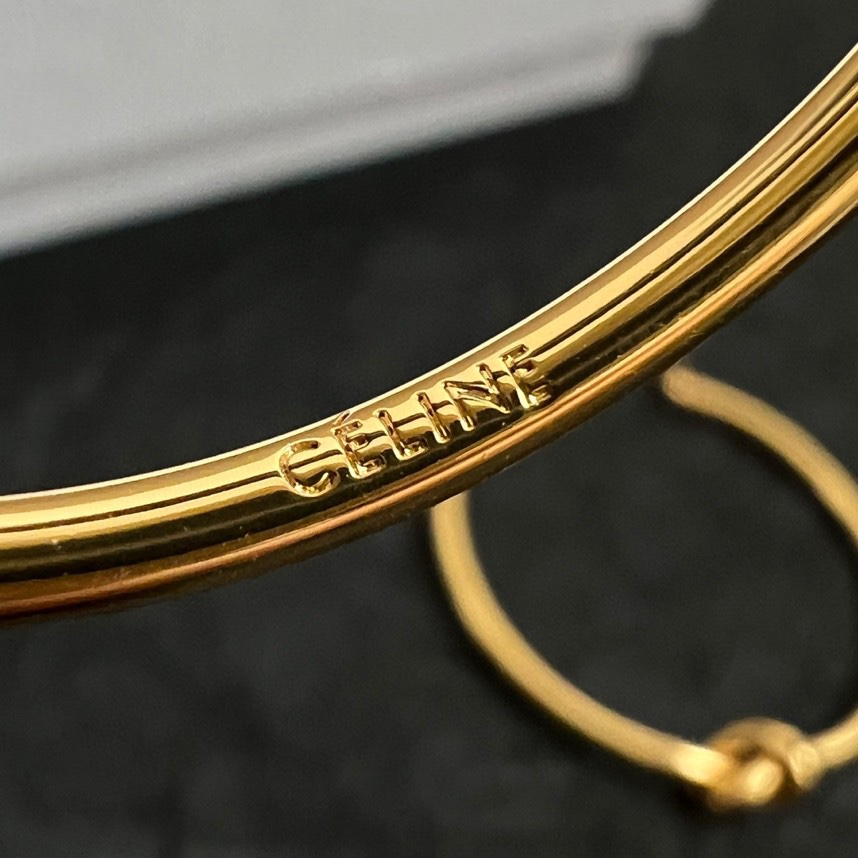 Celine Knot Hoop earrings gold tone metal 4cm diameter