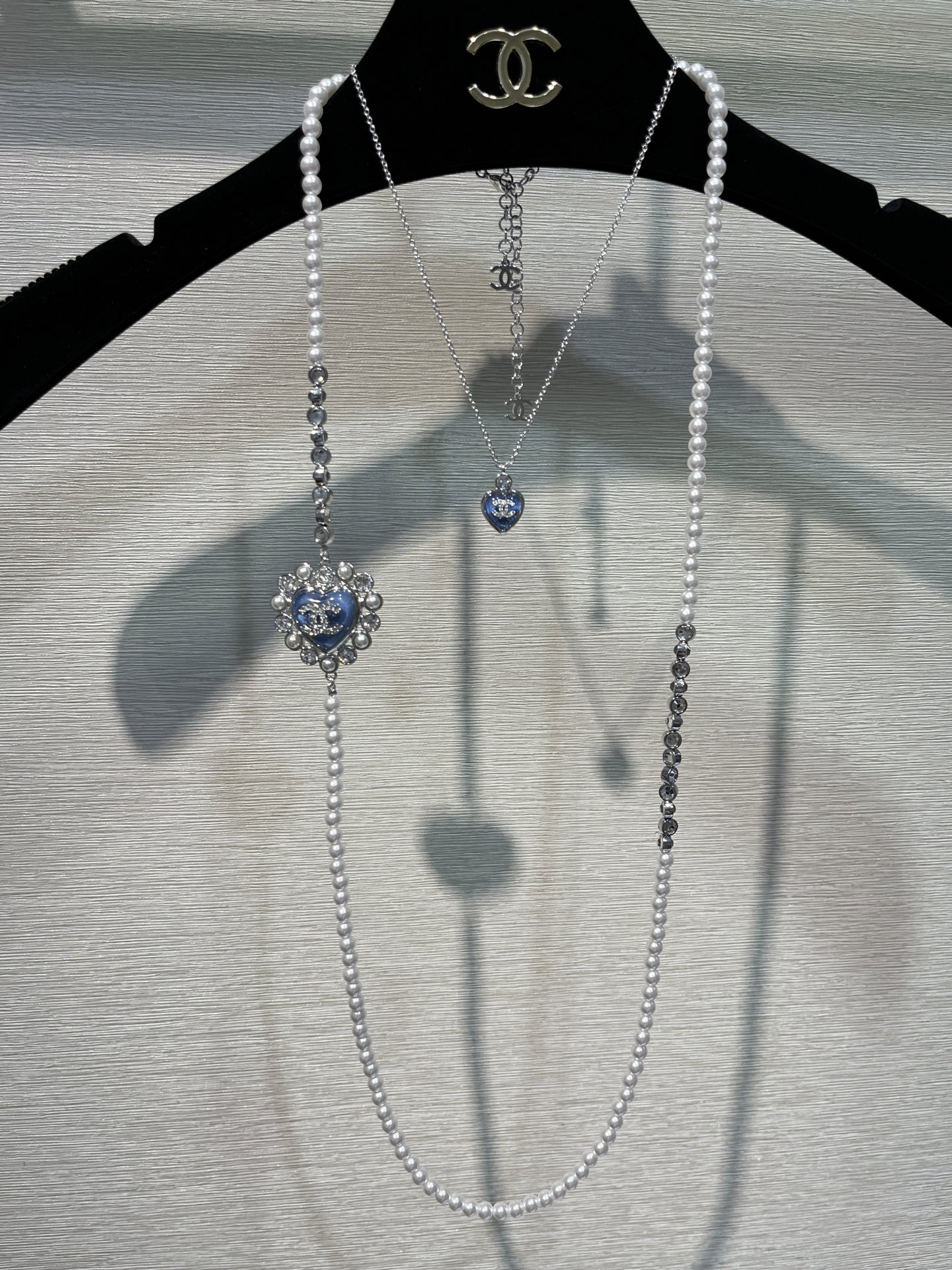 Chanel 2025 C necklace silver blue 80cm 5cm