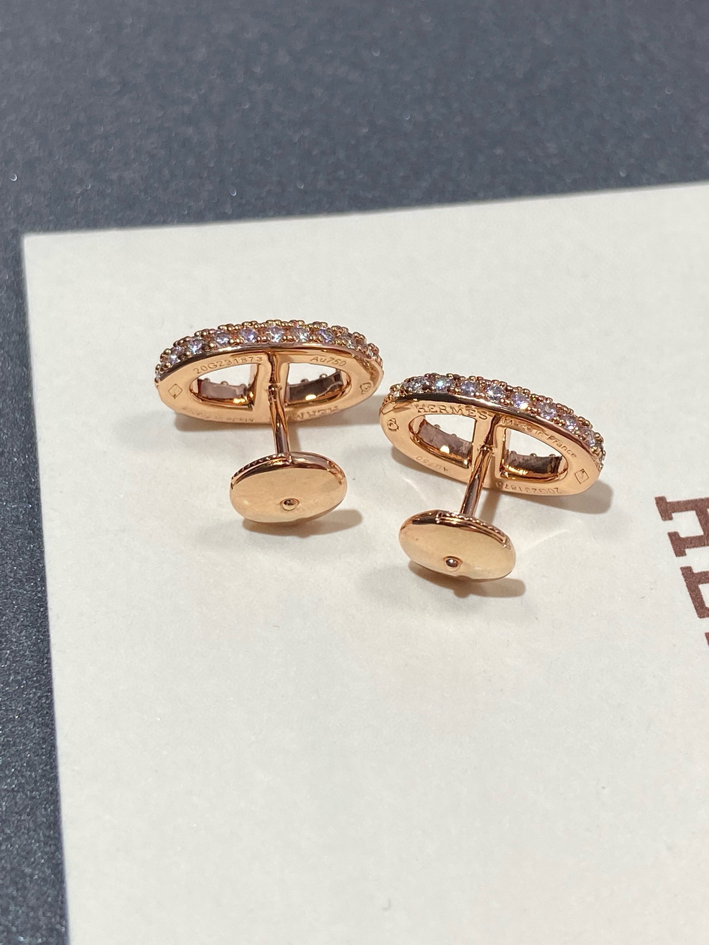 Orecchini Hermes Farandole in metallo argentato con pietre trasparenti simili a diamanti da 10 mm