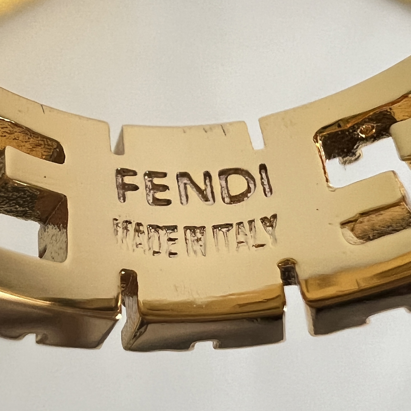 Fendi FF Logo Openwork Ring ring Gold-tone metal Silver-tone metal US 7