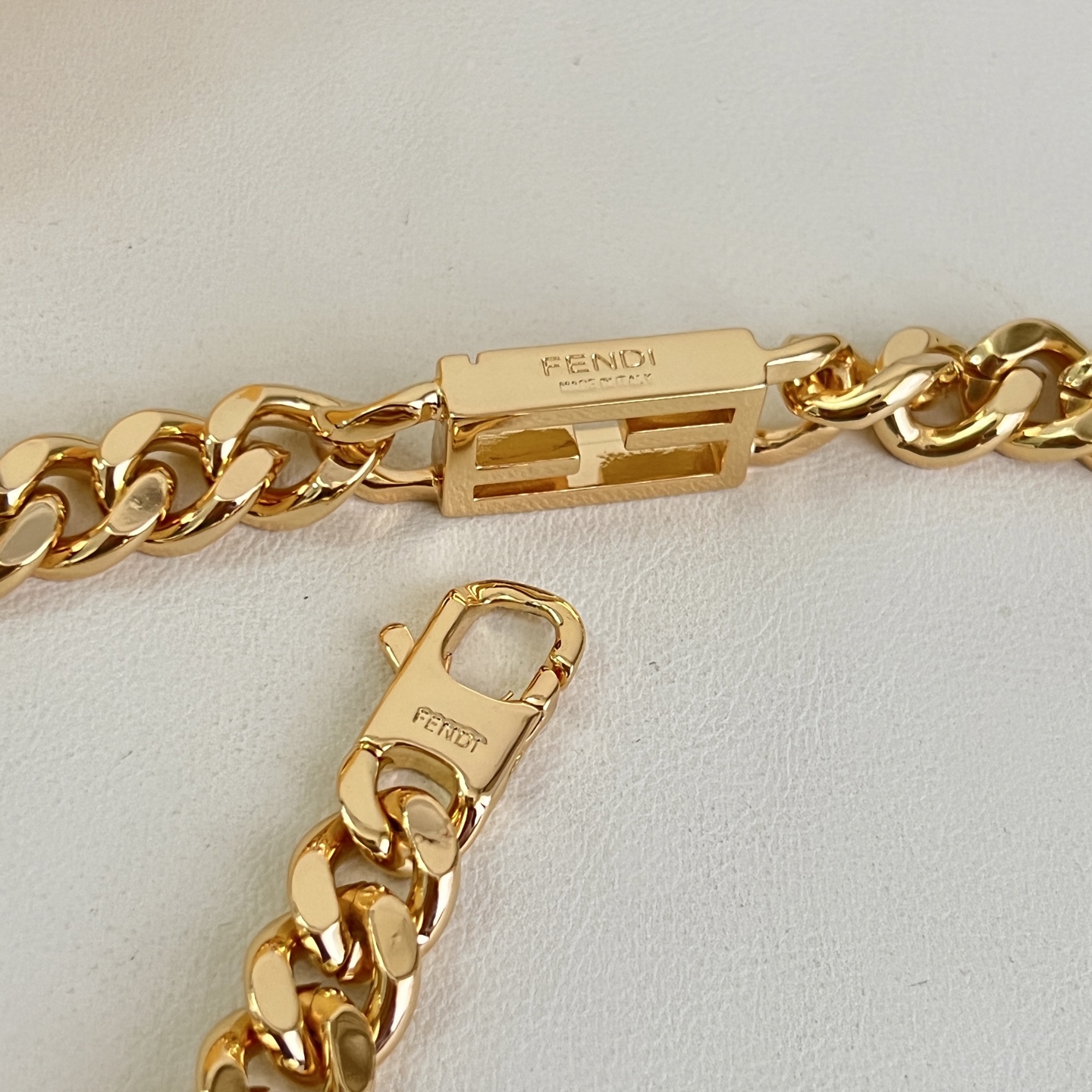Fendi FF Logo Curb Chain necklace gold-tone metal 45cm