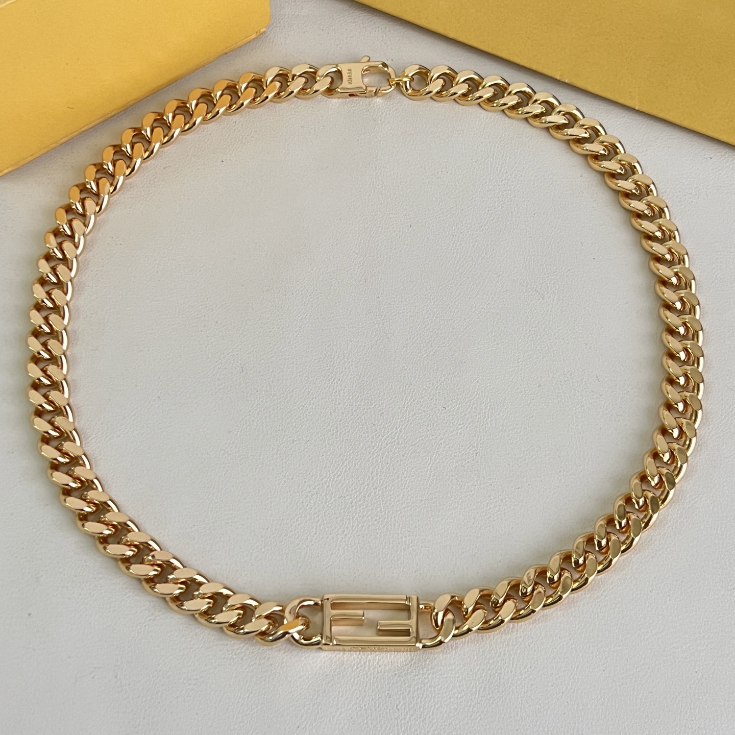 Fendi FF Logo Curb Chain necklace gold-tone metal 45cm