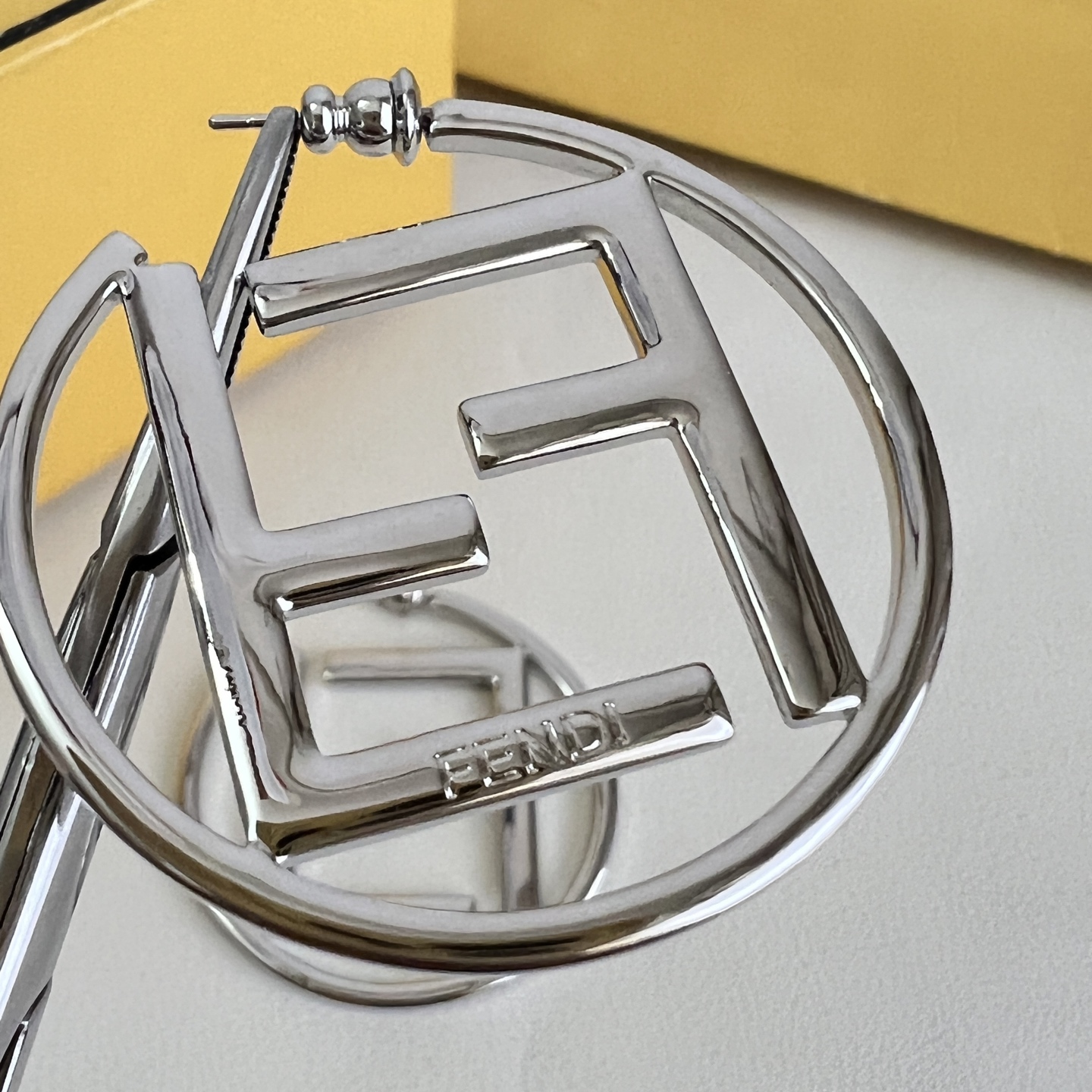 Fendi FF Logo Hoop earrings silver-tone metal gold-tone metal 4cm diameter