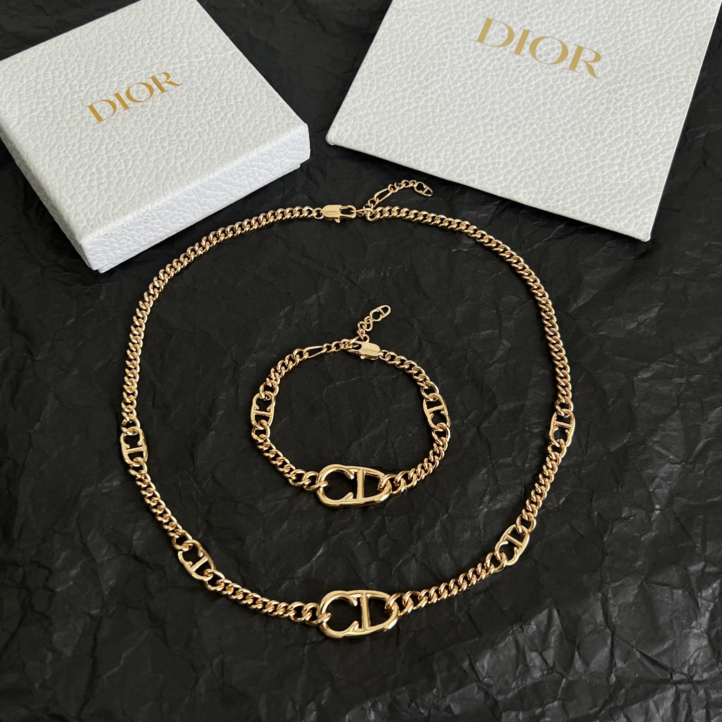 Dior CD Icon bracelet gold-tone brass no gemstones 18cm with 3cm extender chain