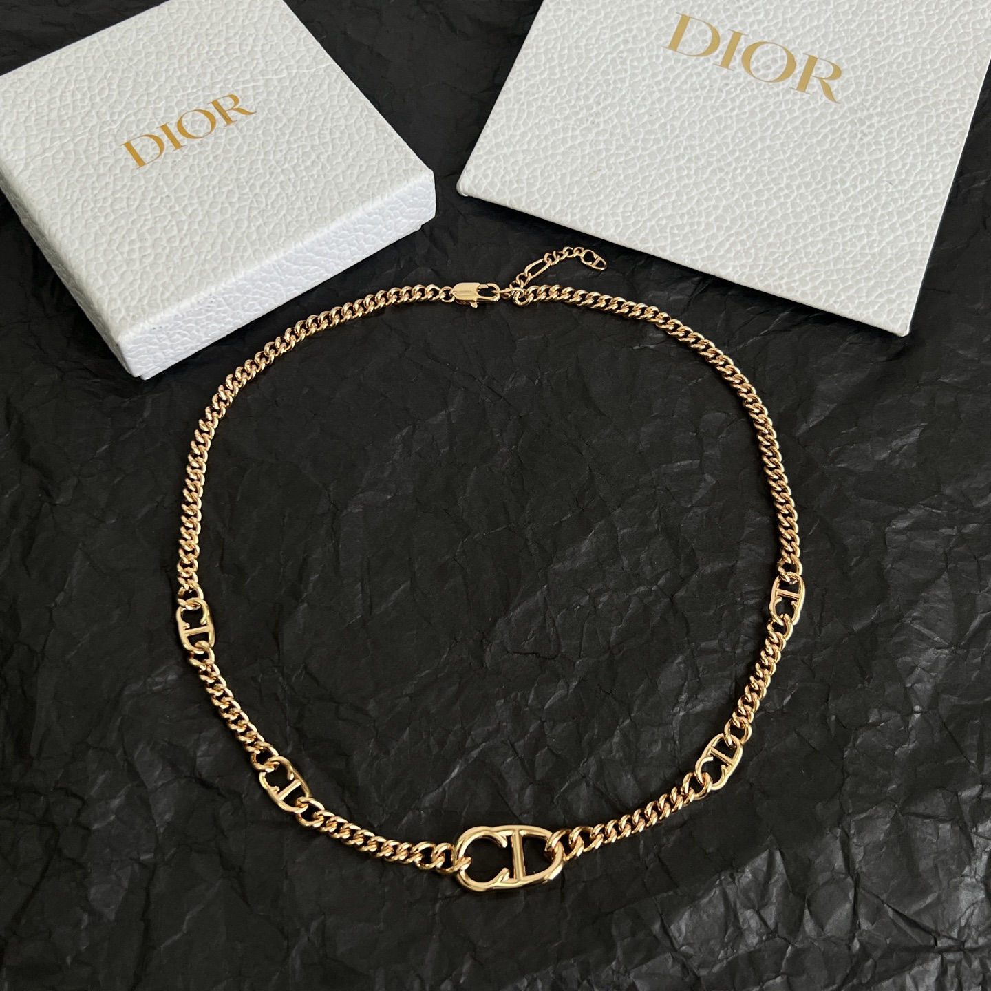 Dior CD Icon necklace gold-tone metal no gemstones 45cm with 5cm extender