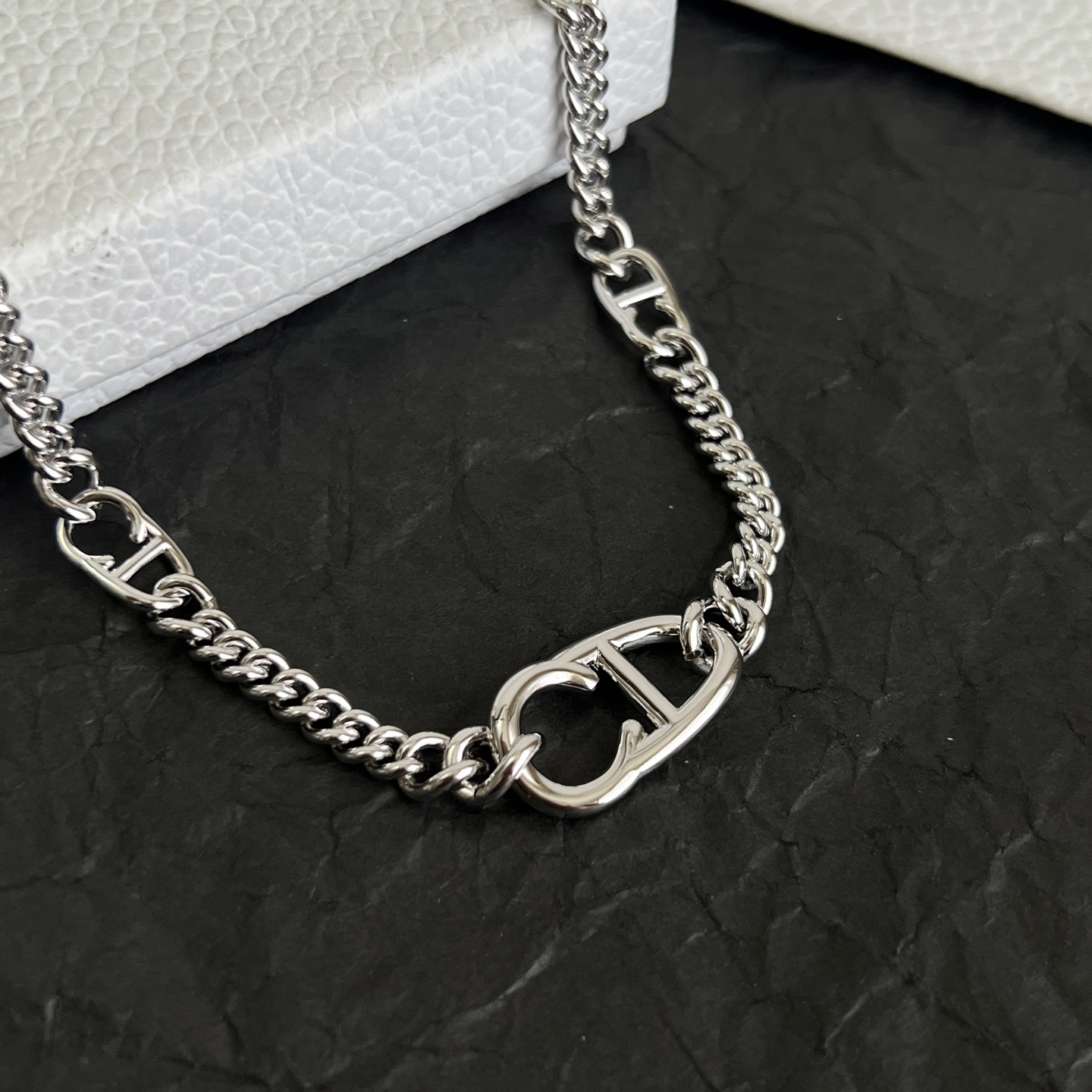 Dior CD Icon necklace silver brass 50cm