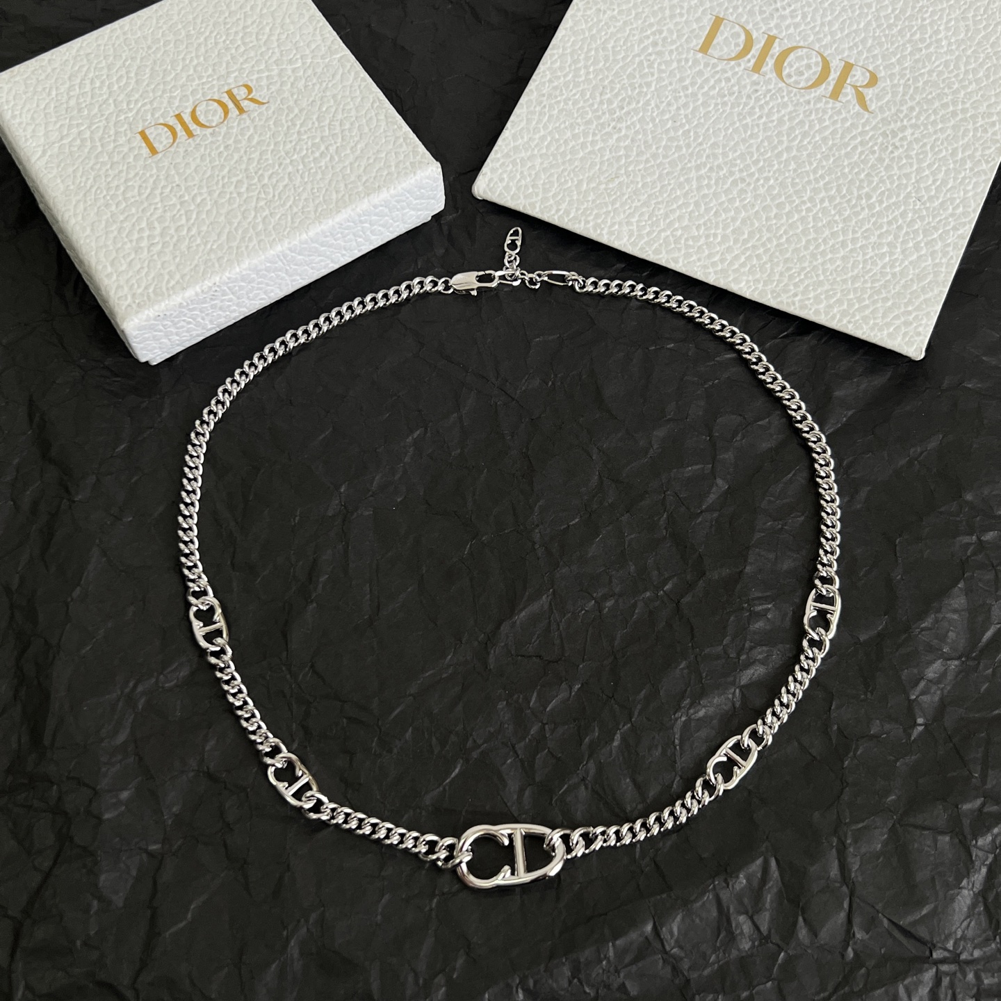 Dior CD Icon necklace silver brass 50cm