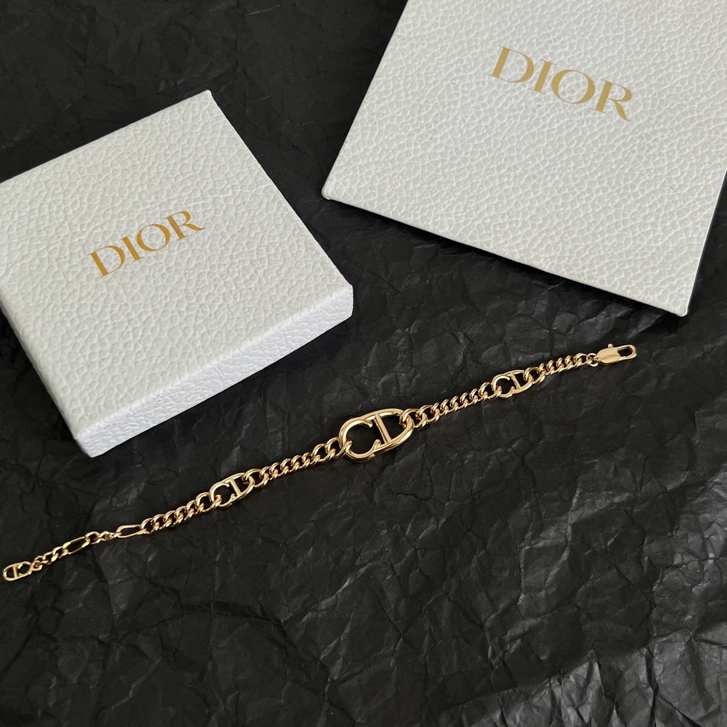 Dior CD Icon bracelet gold-tone brass no gemstones 18cm with 3cm extender chain